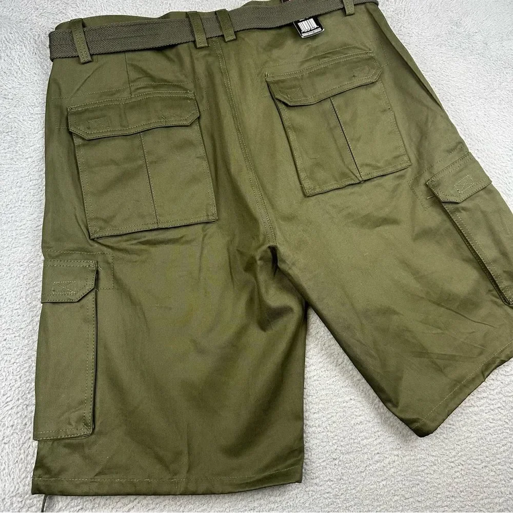 Noiz Cargo Shorts Mens 42 Green Baggy Grunge Belted KP420M 90s Casual 40x12* NEW